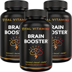 Vital Vitamins Brain Booster Supplement front view showcasing the ninety vegetarian capsules pack.