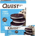 Quest Nutrition Cookies & Cream Protein Bars, 21g Protein, 4g Net Carbs, 1g Sugar, High Fiber, Gluten Free, Keto Friendly, 4 Count - Image 1