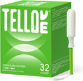 Tellove Organic Cotton Tampons 32 count front box view for menstrual care.