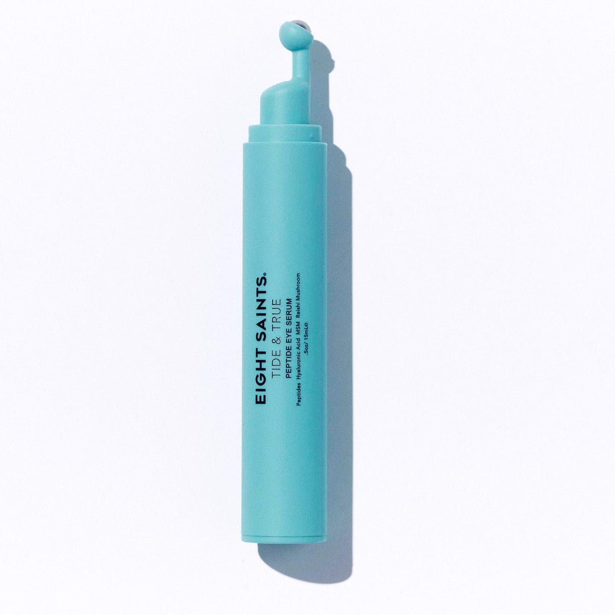 Eight Saints Tide and True Peptide Eye Serum front view of packaging tube.