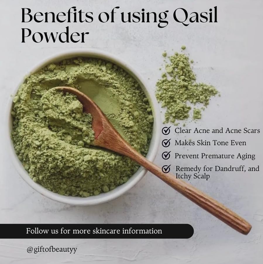 Gift of Beauty Qasil herbal skincare packaging showing natural leaf ingredients