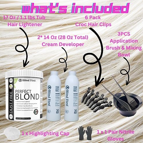 Dust free premium white hair bleaching powder container by Blond Forte side view