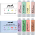 MOXĒ Smell Training Kit front view showing eight essential oil inhalers for olfactory therapy.