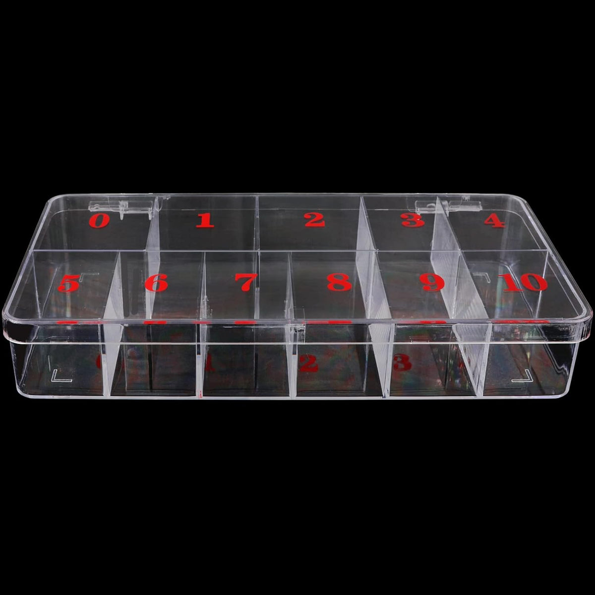 Beauticom 11 space clear nail art tip organizer front view