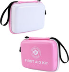 Raismile 165 Piece Small First Aid Kit front view pink and white hard shell