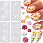 Jaliya 4pcs flower nail charms silicone molds set front view