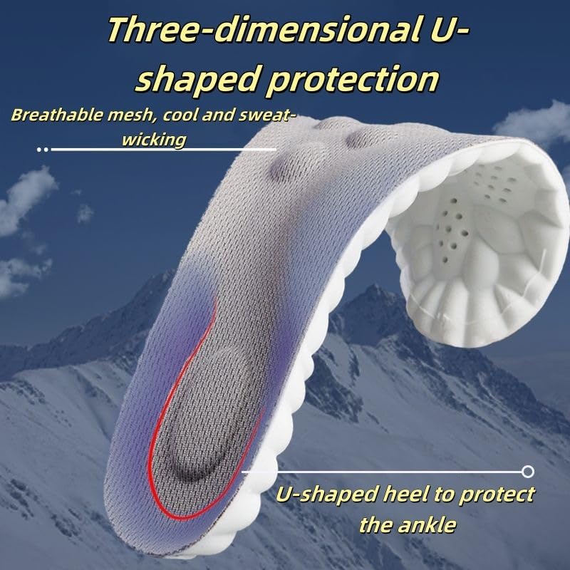 Generic orthopedic insoles placed inside a sneaker illustrating the ergonomic support.