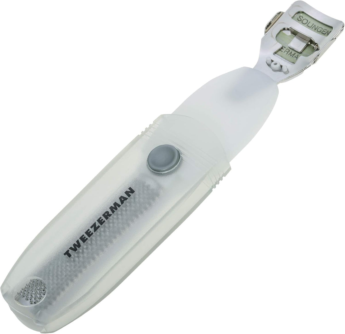 Tweezerman Safety Slide Callus Shaver and Rasp front view showing the dual action design for professional pedicure.