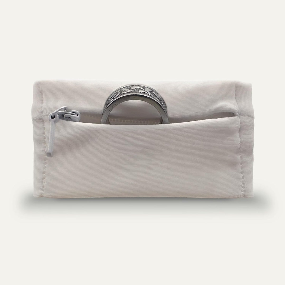 RingHero wristband ring holder front view showing secure zipper