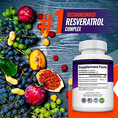 Toplux Resveratrol 1800mg dietary supplement bottle