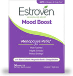 Estroven Mood Boost for Menopause Relief 30 Count front packaging for hot flashes.