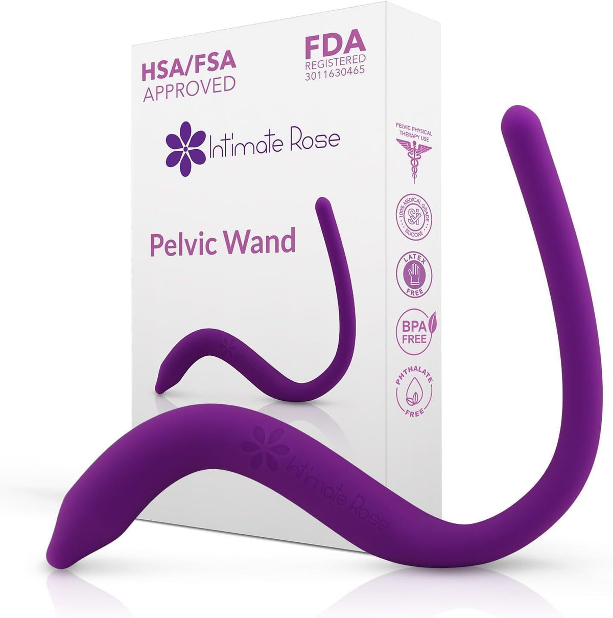 Intimate Rose Pelvic Wand front view medical grade silicone massager