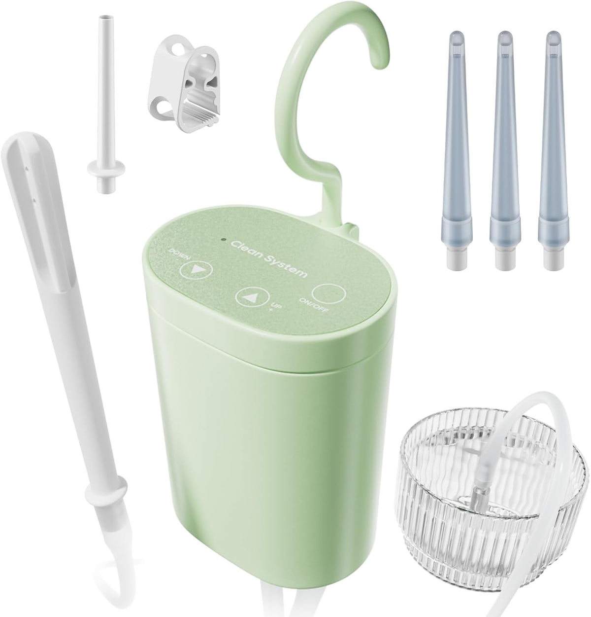 GNEGKLEAN Electric Enema Kit front view with green control unit for colon cleansing.