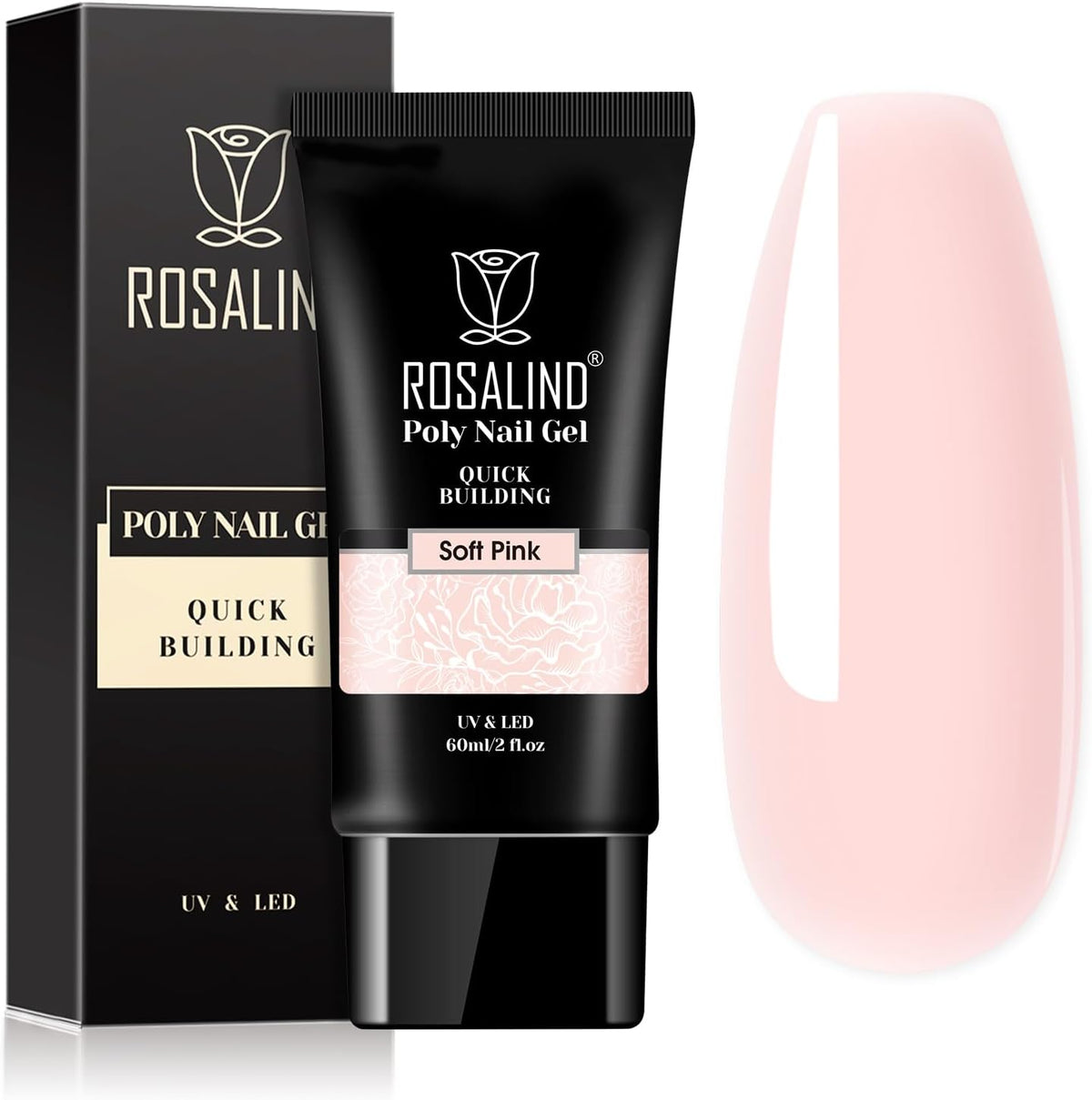 Rosalind soft pink poly nail extension gel tube front view