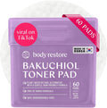 Body Restore Bakuchiol Toner Pads front view packaging for Korean skincare routine