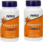 NOW Foods Vitamin K2 100 Micrograms 100 Vegetarian Capsules front view bottle for bone health support