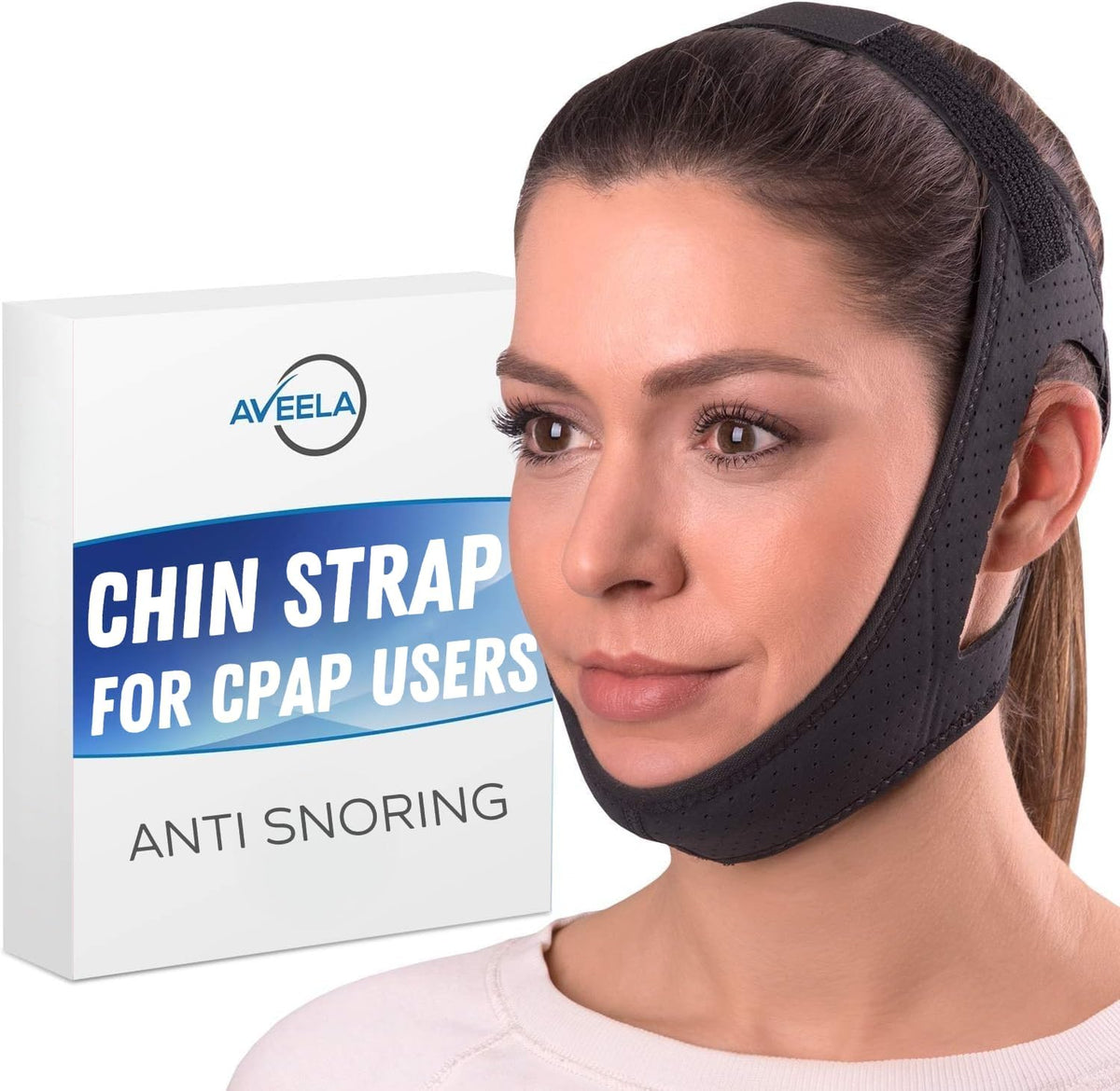 Aveela Anti Snoring Chin Strap front view for sleep apnea support