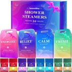 SeasonBliss Aromatherapy Shower Steamers 24 Count box front view showcasing authentic packaging.