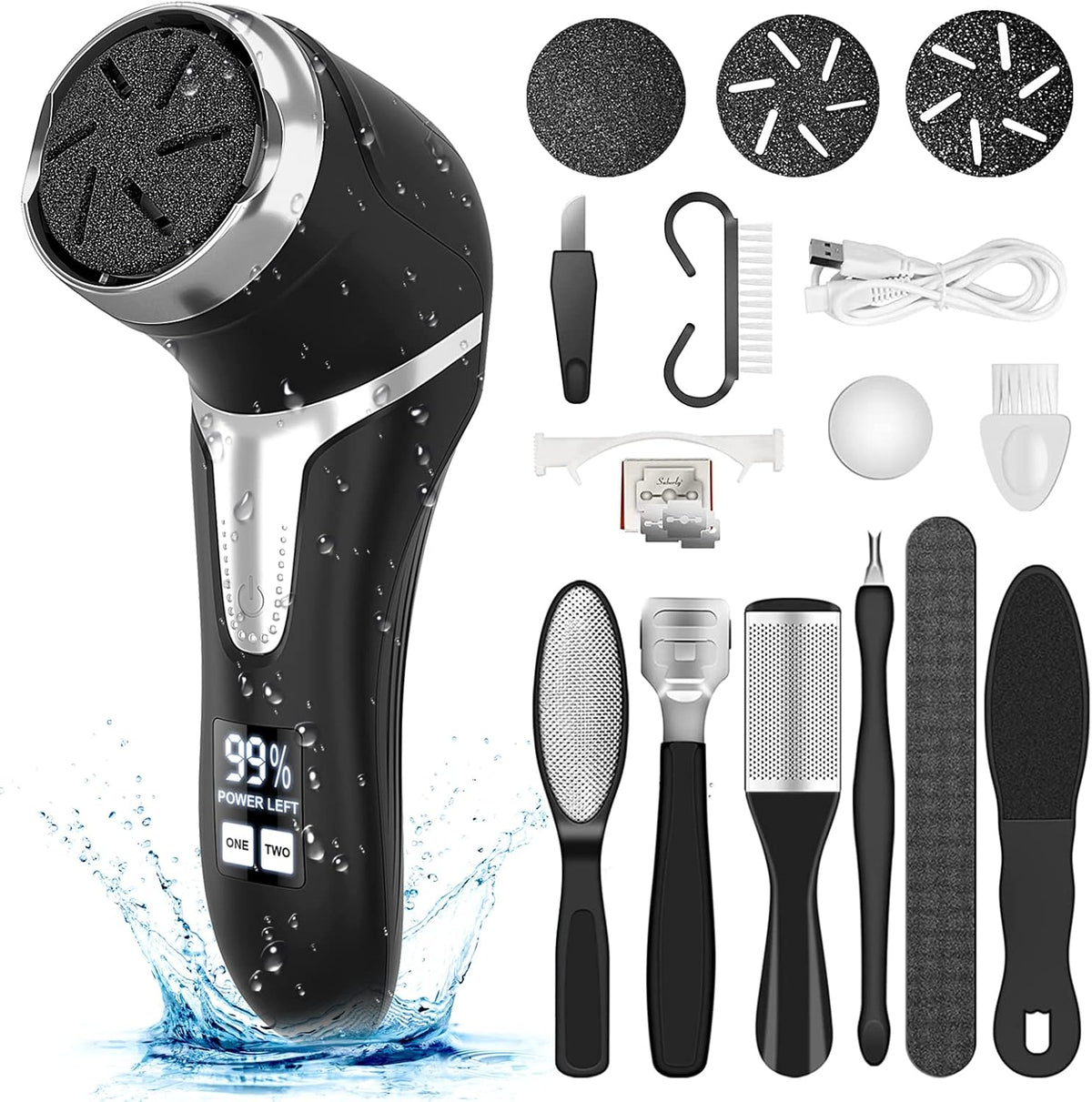 Hoxida Electric Callus Remover front view showing LCD display and vacuum intake.