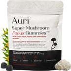 Auri Nutrition Super Mushroom Focus Gummies front view pouch for cognitive support