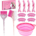 Asqraqo 11 piece hair coloring kit front view featuring pink collapsible bowl and professional salon brushes