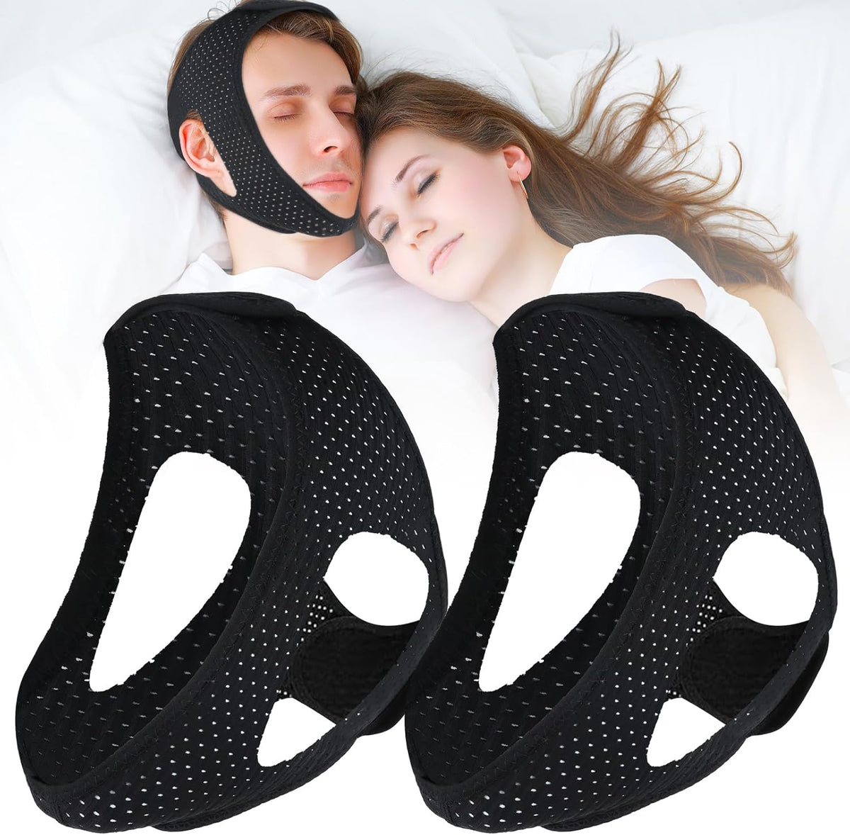 Dpofirs Moccool Anti-Snoring Chin Strap front view adjustable sleep aid.