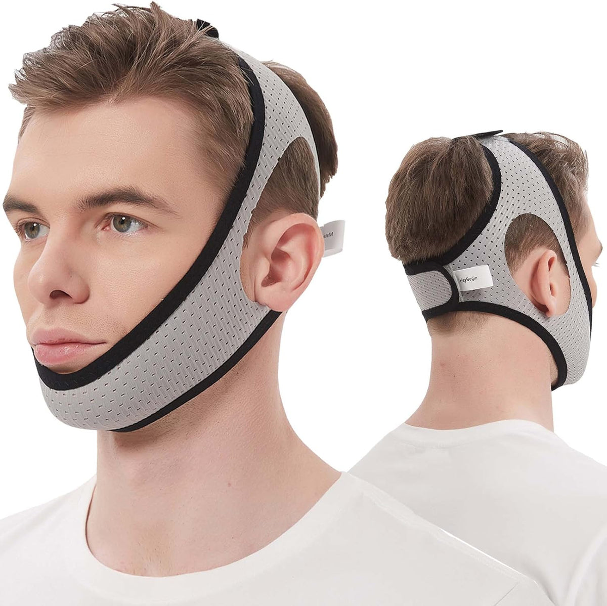 KeyBegin Anti Snoring Chin Strap front view for CPAP therapy