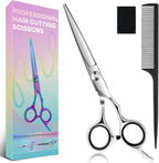 AULikY professional hair cutting scissors front view highlighting sharp stainless steel blades.