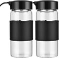 BNCWCQZ glass shaker bottle 2 pack with black silicone sleeves and mixing balls