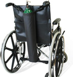 NYOrtho Oxygen Cylinder Holder front view on standard wheelchair
