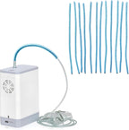 Apuozhi oxygen tubing support front view showing blue crimp straightener on hose