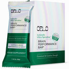 Orlo Brain Performance Bar front view showing coconut flavor packaging.