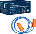 First Aid Only Max foam ear plugs box front view containing one hundred pairs of corded hearing protection.