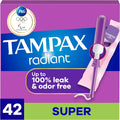 Tampax Radiant Tampons showing the LeakGuard Braid feature for leak protection