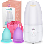 YTYOMUR Menstrual Cup Steamer Sterilizer front view with two pink silicone cups