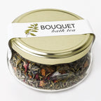 Java Skin Care Bouquet Bath Tea glass jar front view