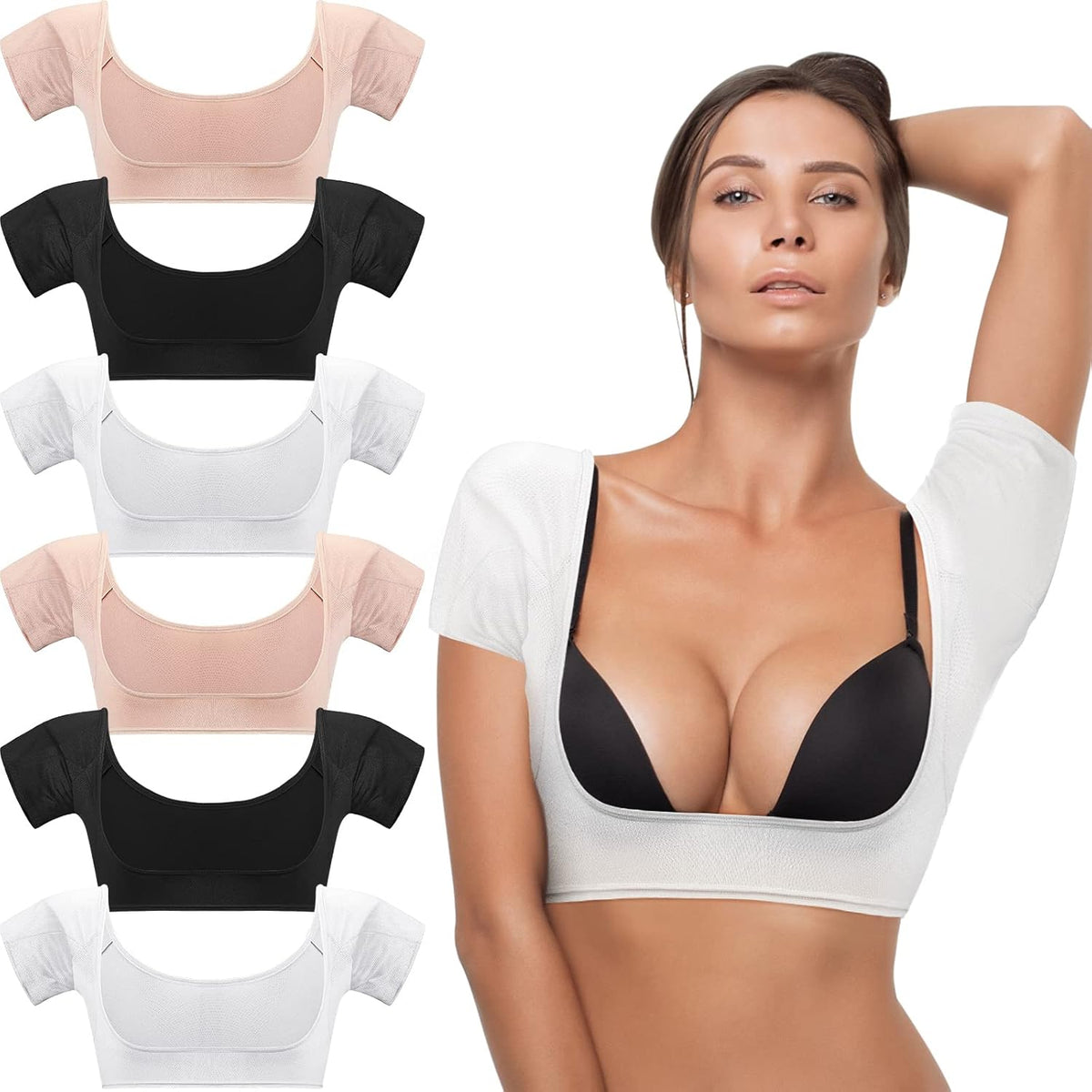 Handepo 6 Piece Underarm Sweat Vest front view for women