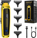 HIENA PRO professional electric hair trimmer front view showing gold finish and LED display