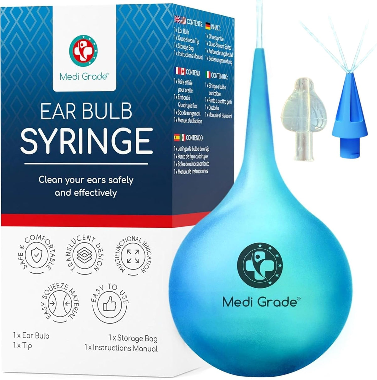Medi Grade Ear Bulb Syringe front view for earwax removal