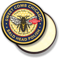 Sweet Comb Chicago Bald Head Polish front view of the travel size tin container