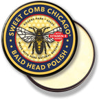 Sweet Comb Chicago Bald Head Polish front view of the travel size tin container