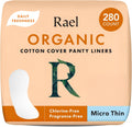 Rael Organic Cotton Cover Panty Liners 280 count box front view daily hygiene.
