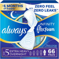 Always Infinity Flexfoam Size 5 pads front packaging for extra heavy flow.