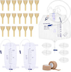 External Condom Catheters for Elderly Men Age 80, 20 Soft Latex, 5 Catheter Stabilization Device, 4000mL Overnight Catheter Bags x 1, 1000mL Urinary Leg Bags x 2, 2 Roll Tapes Set for Incontinence Men - Image 1