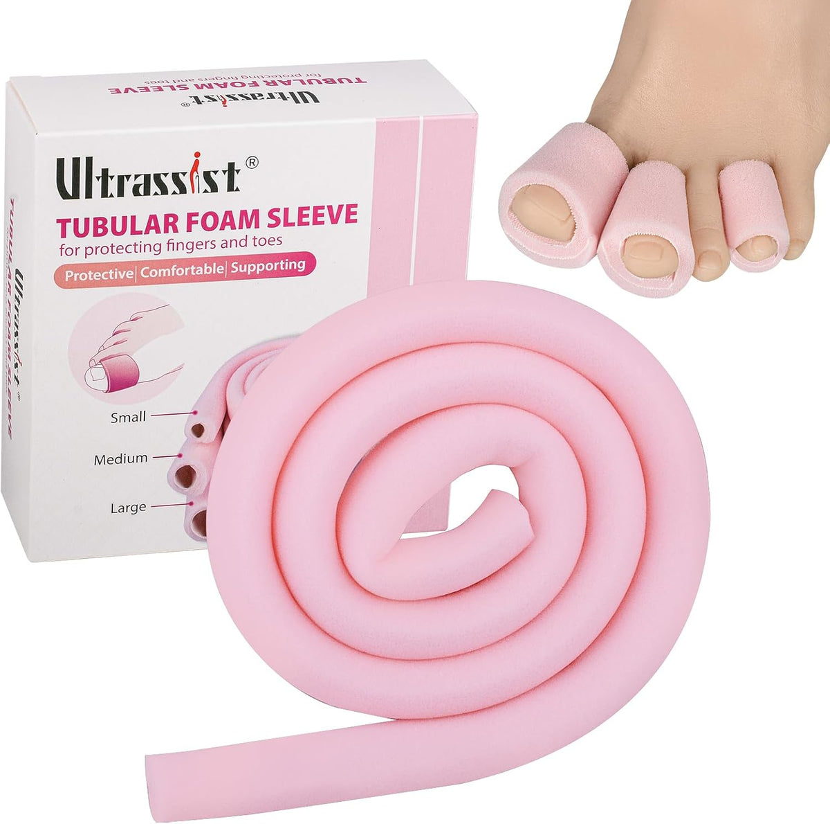 Ultrassist Toe Sleeve Medium 36 inch roll front view for bunion relief.