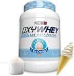 EHP Labs OxyWhey Vanilla Ice Cream front view showing 25g protein label.