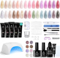 Beetles 30 colors poly extension gel kit with UV lamp front view