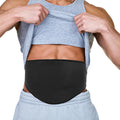 FSUHHIAD ostomy support belt front view in black premium fabric layout