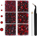 Beadsland hotfix rhinestones 3960 pieces set in Siam red color front view