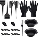 Createstar 15 pieces hair dye coloring kit front view showcasing the complete black salon tool set